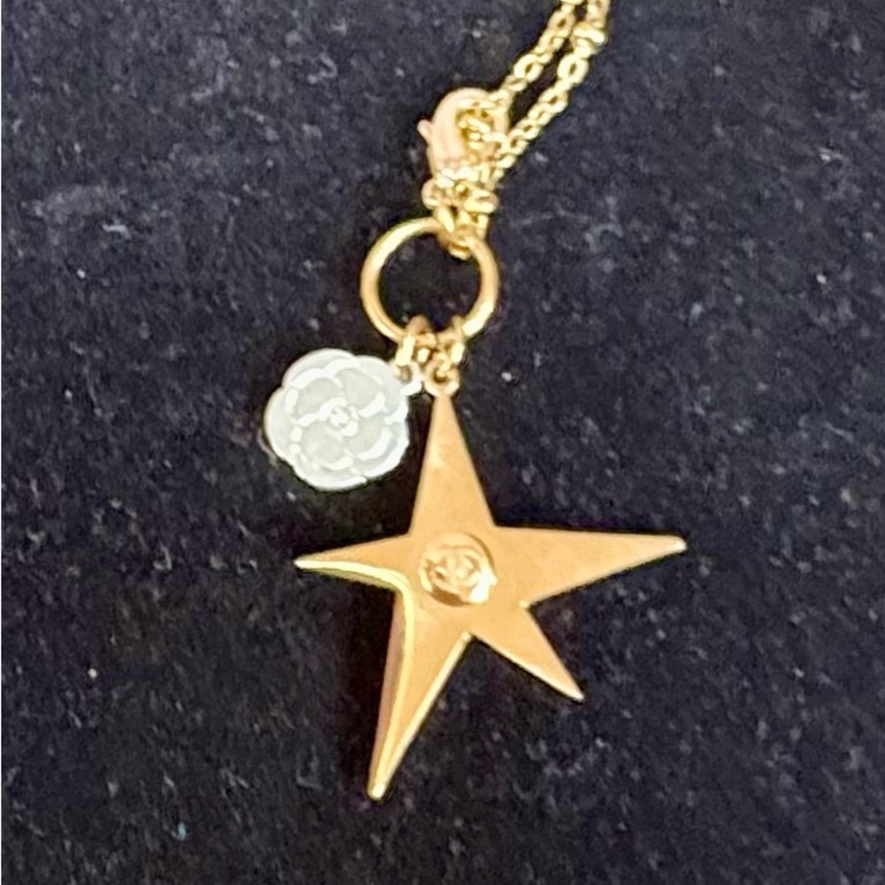 CHANEL Gold Star  charm Pendant on unbranded Necklace